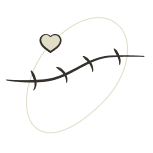Icono que ilustra una cicatriz con puntos de sutura y un pequeño corazón.